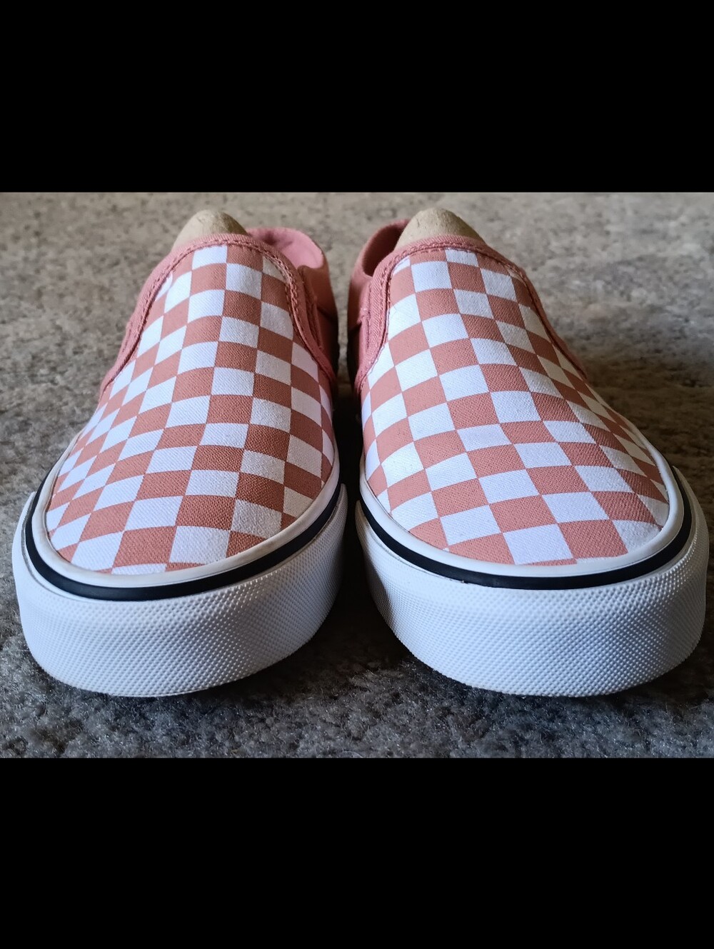 🖤 Vans Asher Checkerboard Canvas Slip on Sneakers Shoes Womens 7.5 Pink Peach - Picture 3 of 12